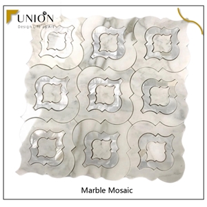 Carrara Marble with Mother of Peal Tiles Lantern Mosaic Tile